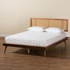Baxton Studio Nura Mid-Century Modern Walnut Brown Finished Wood and Synthetic Rattan Full Size Platform Bed 190-9819-9801-ZORO